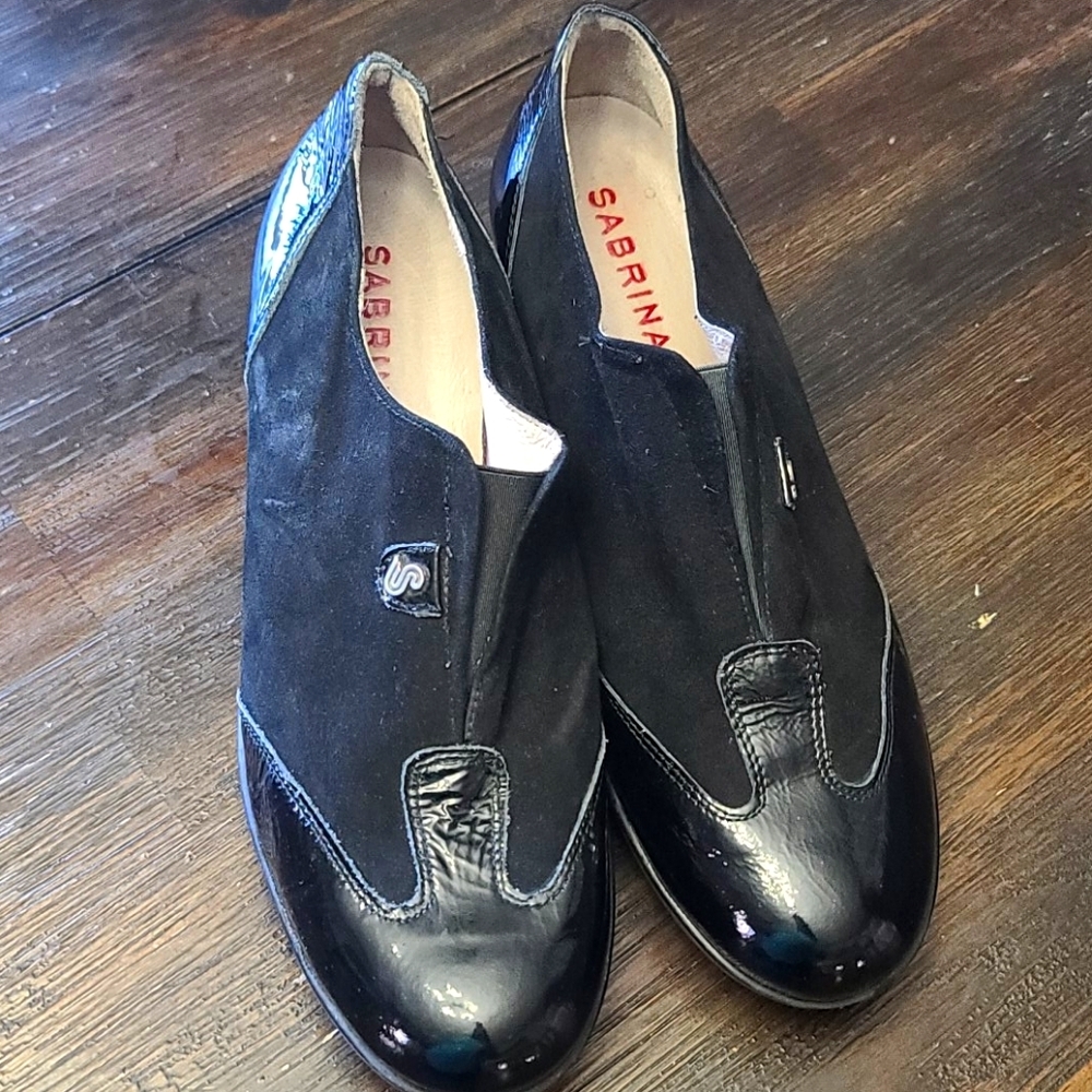 Sabrinas patent leather/suede wedge loafers 41
